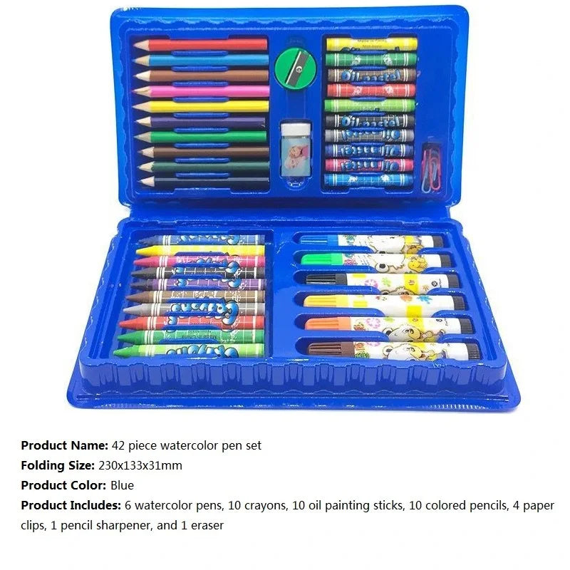 CowLost | product_id-42-208pcs-childrens-painting-brush-set-with-watercolor-pens-crayons-drawing-board-for-kids-art-supplies-gifts |22