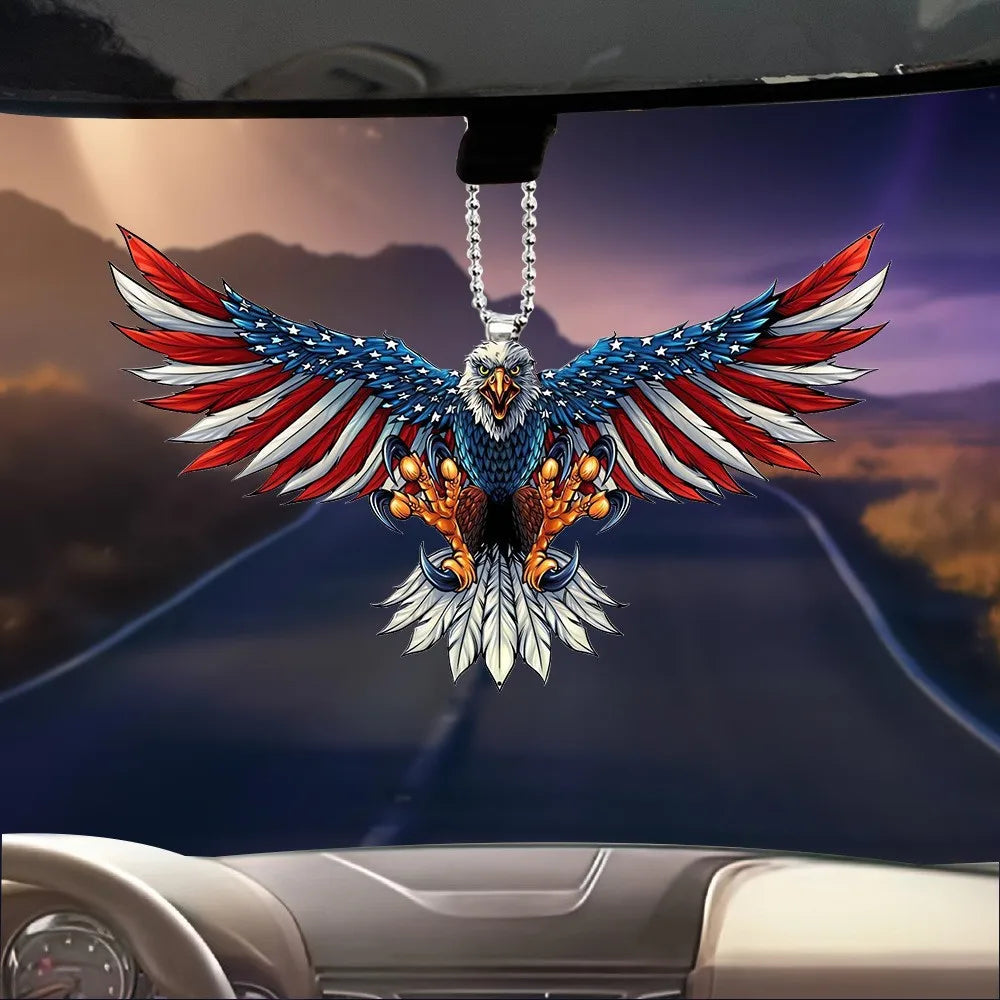 CowLost | paint-product_id-american-flag-eagle-rearview-mirror-keychain-pendant |7