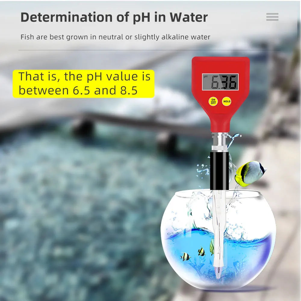 JUANJUAN PH-98108 Digital pH Meter with Sharp Glass Electrode 0-14 pH for Water, Food, Soil Testing