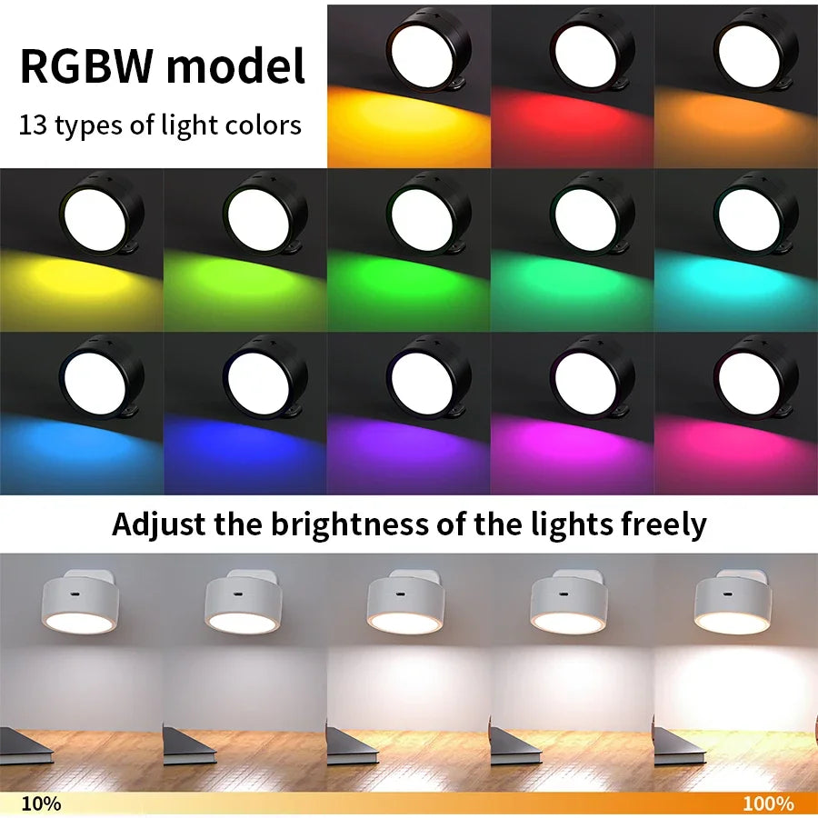 CowLost | product_id-rechargeable-360-rotatable-magnetic-rgb-3-color-led-wall-lamp-with-touch-remote-control-for-bedroom-and-living-room |15