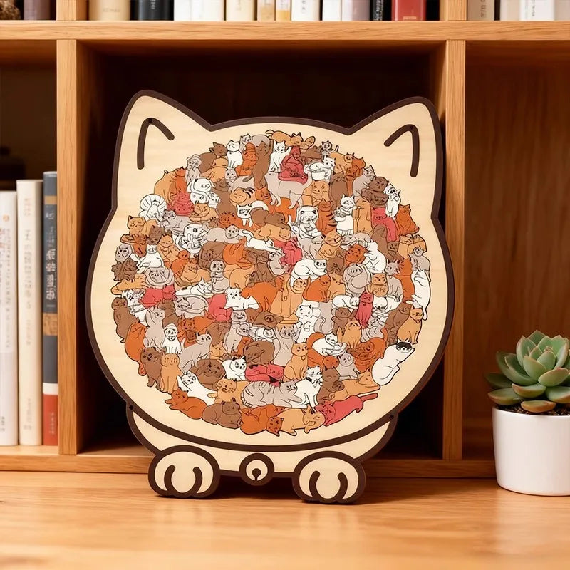CowLost | product_id-colored-cat-wooden-jigsaw-puzzle-unique-animal-shape-creative-gift |19