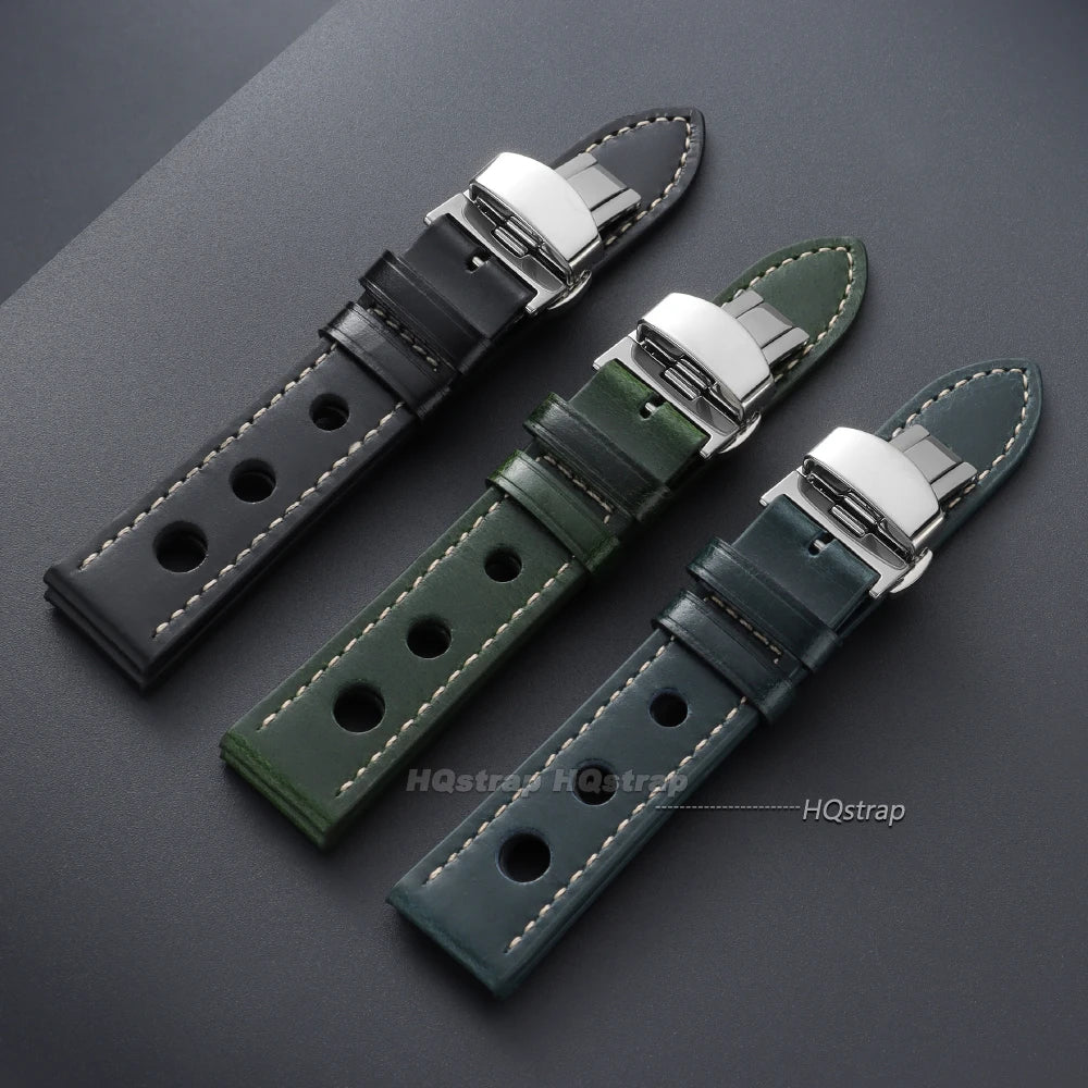 CowLost | product_id-hqstrap-genuine-dark-brown-cowhide-leather-watch-band-20mm-22mm-unisex-with-butterfly-buckle |2