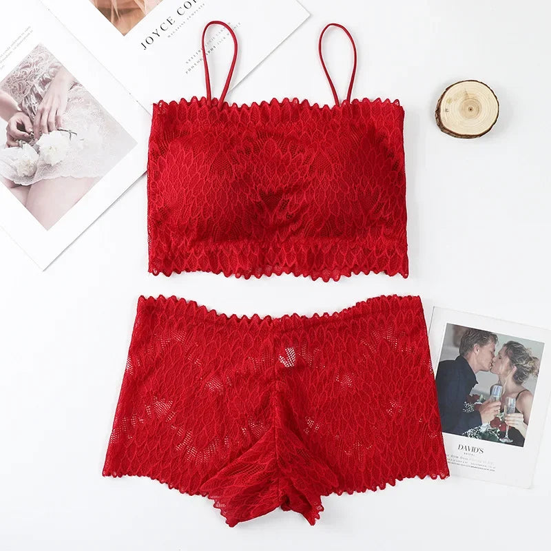 CowLost | product_id-women-s-lace-wireless-padded-tube-bra-low-rise-panty-set |21