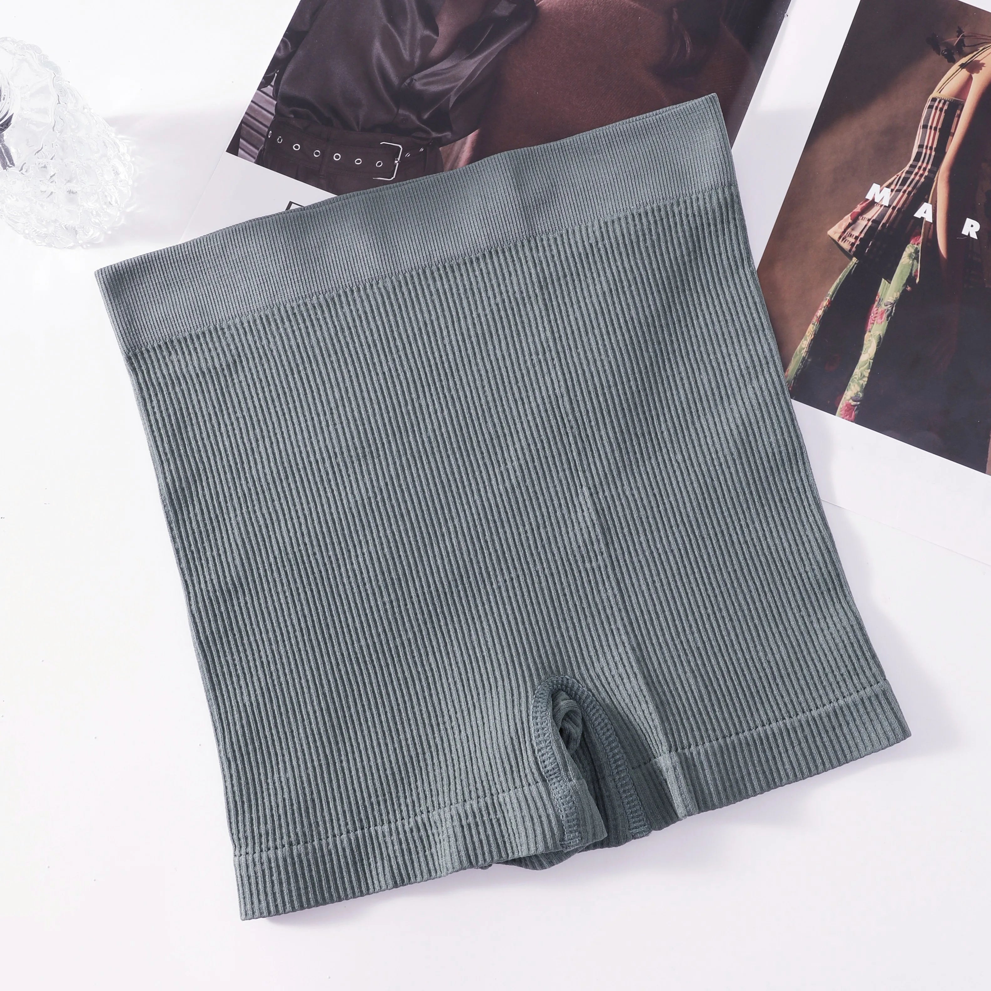 CowLost | product_id-women-s-seamless-ribbed-mid-rise-boyshort-sports-underwear-breathable-panties |11