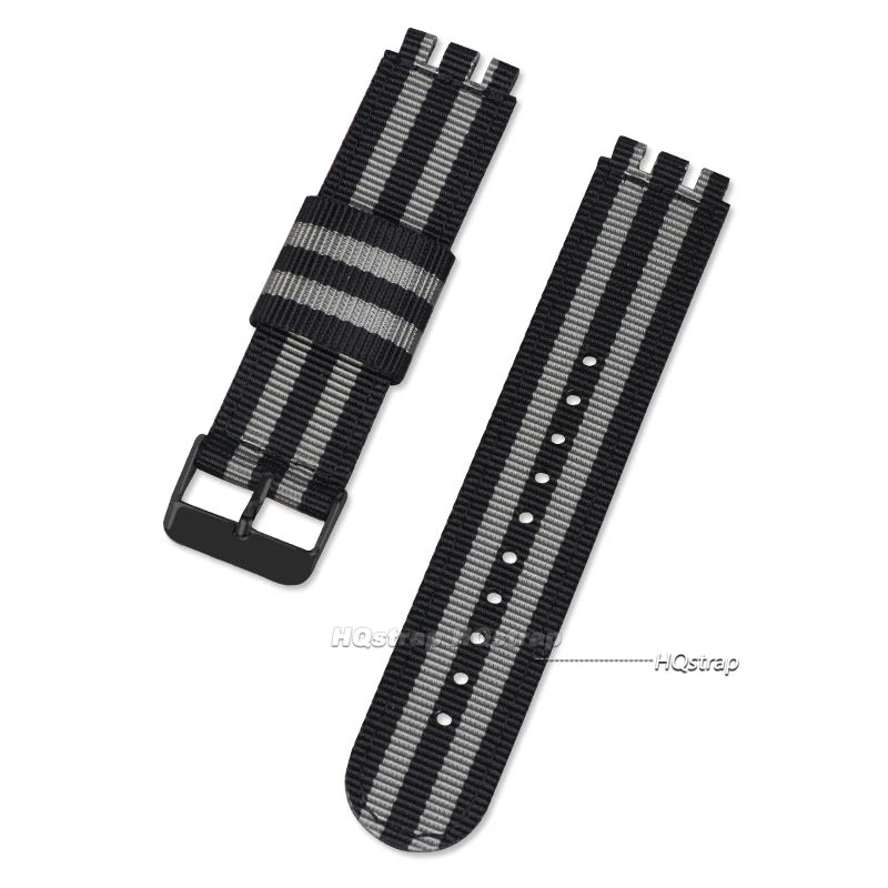 CowLost | product_id-nylon-leather-replacement-wrist-strap-for-swatch-canvas-watchband-17mm-19mm-20mm-unisex |19