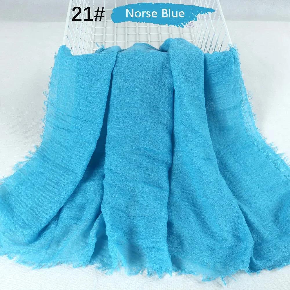 180X90CM Muslim Women Crinkle Hijab Soft Cotton Scarf