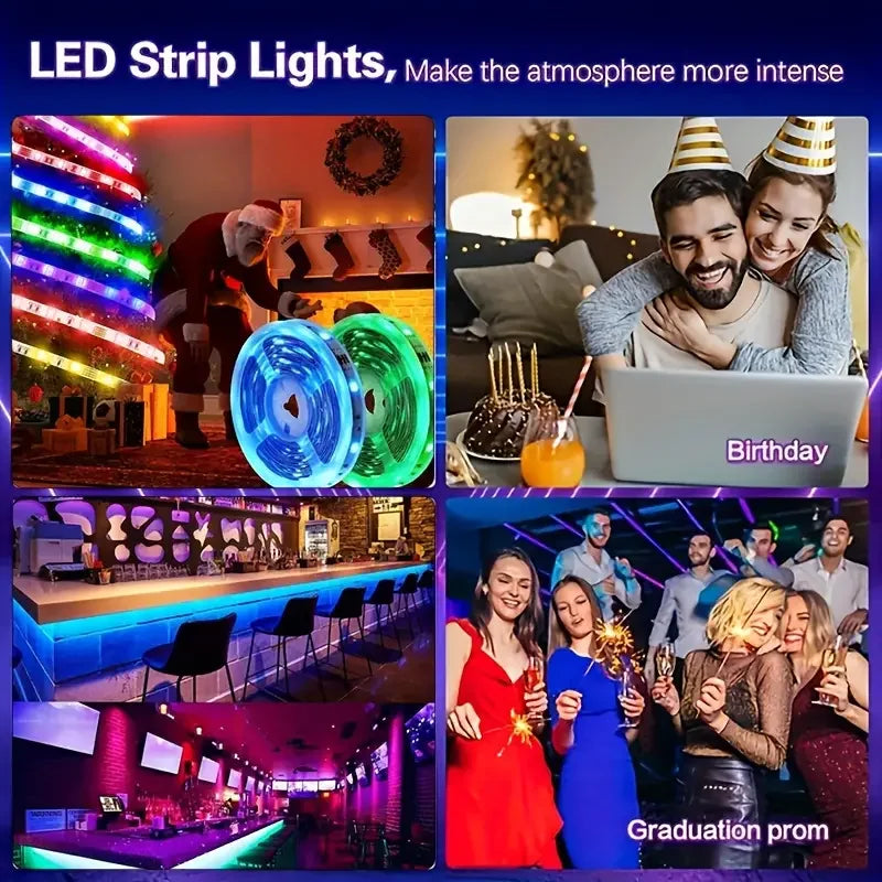 RGB USB LED Strip Lights with 3-Key Controller for TV Backlight, Room, Party, Gifts