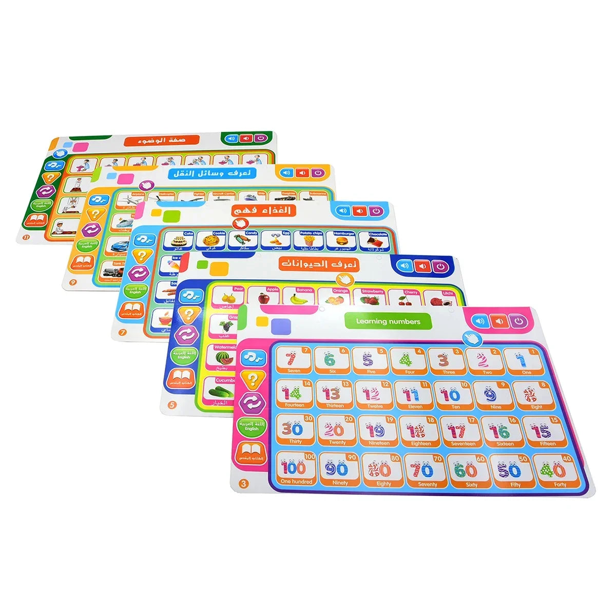 Muslim Kids Arabic Electronic Learning Board with 11 Themes Alphabet Number Words Sound Toy