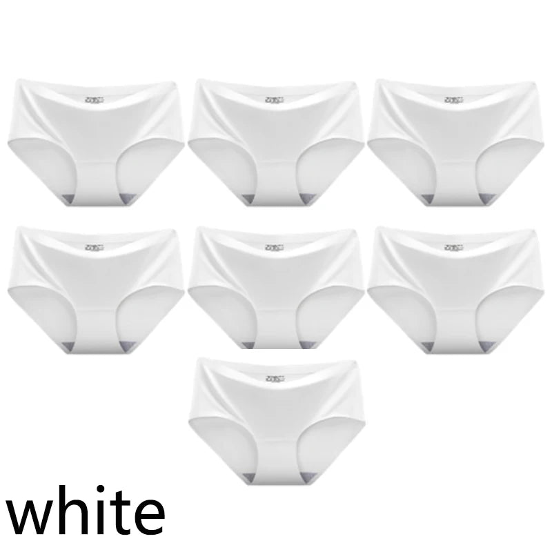 CowLost | product_id-fallsweet-7pcs-seamless-plus-size-mid-waist-ice-silk-panties-for-women |10