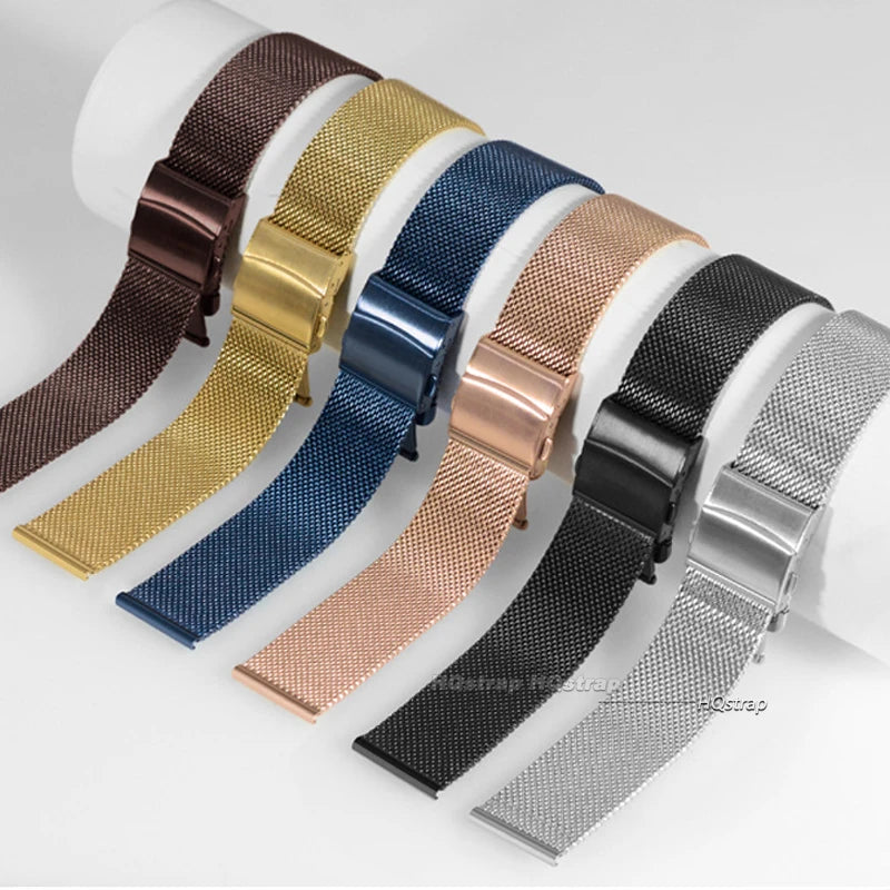 CowLost | product_id-milanese-stainless-steel-watch-band-12-24mm-universal-strap-with-folding-buckle-in-black-gold-rose-gold-steel |5