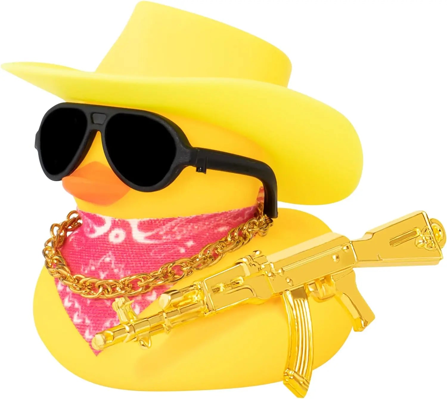 CowLost | product_id-cowboy-duck-with-guns-car-dashboard-decoration-rubber-duck-ornament-with-mini-swim-ring-sun-hat-and-sunglasses |12