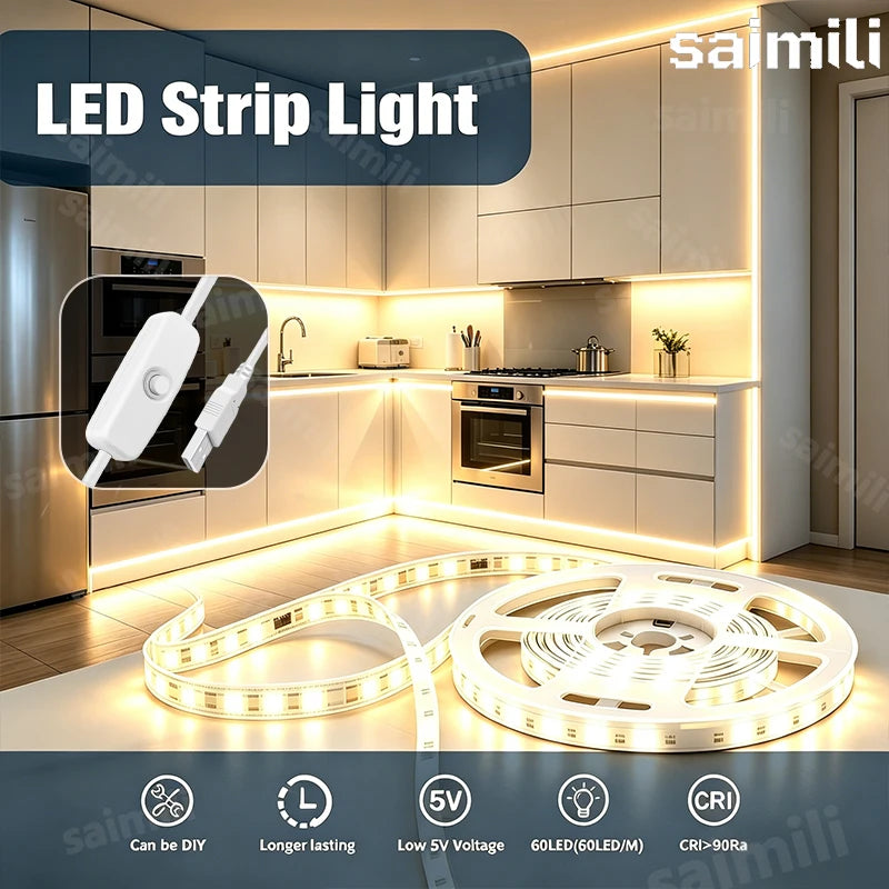 CowLost | light-ropes-strings-product_id-5v-usb-smd-2835-led-strip-with-button-switch-flexible-cuttable-kitchen-tv-backlight-under-cabinet-light |1