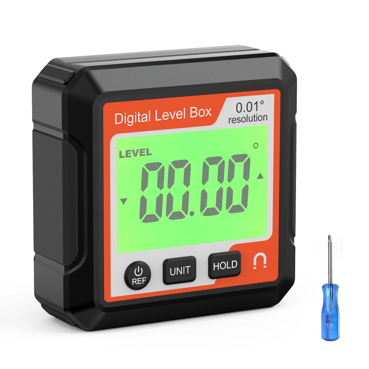 Digital Magnetic Inclinometer LCD Backlight Angle Finder 4x90° Protractor Level Box for Woodworking