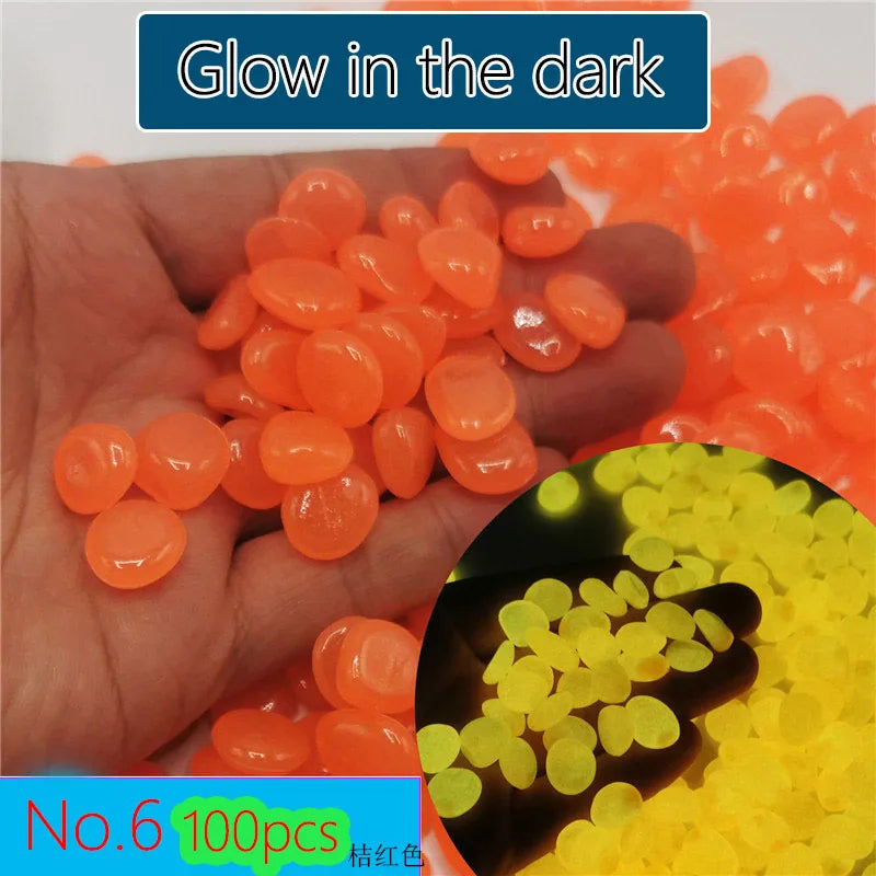 100pcs 14x11mm Dark Pebbles Glow Fish Garden Stone Aquarium Decoration