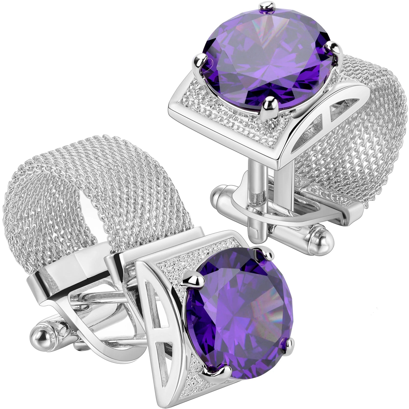 CowLost | clothing-accessories-hawson-mens-silver-birthstone-crystal-cufflinks-luxury |57