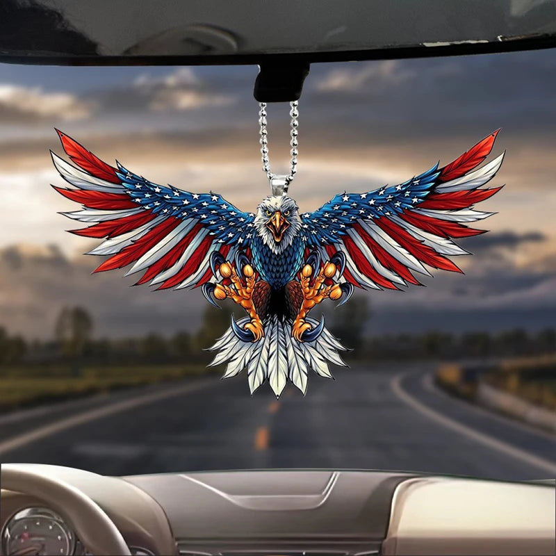 CowLost | paint-product_id-american-flag-eagle-rearview-mirror-keychain-pendant |2