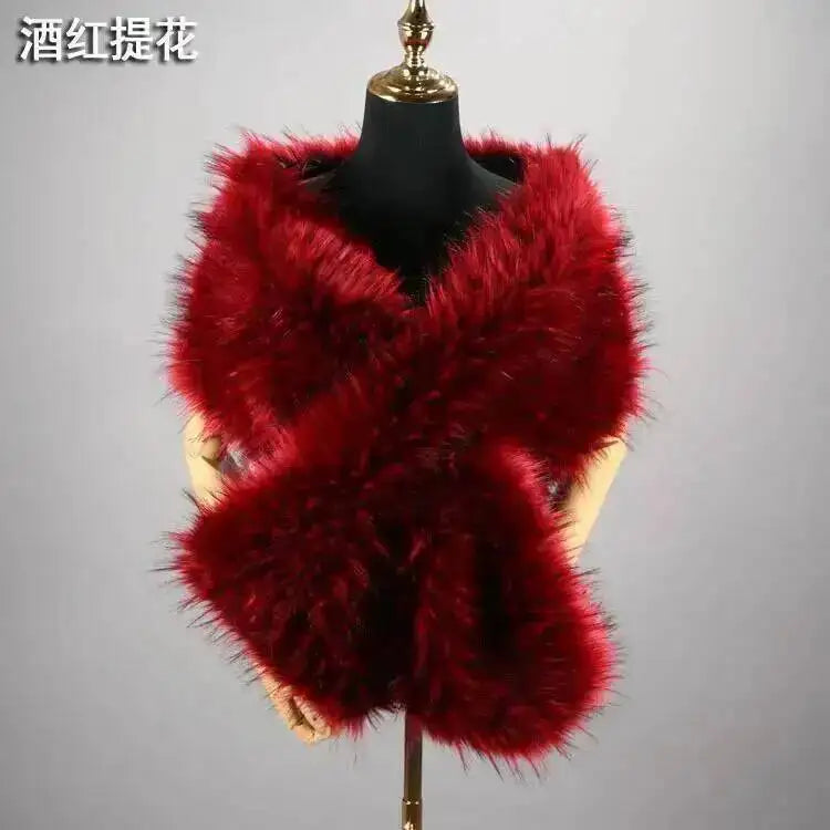 CowLost | 32-colors-165-30cm-women-luxury-warm-faux-fox-fur-shawl-winter-ladies-plush-scarf |78