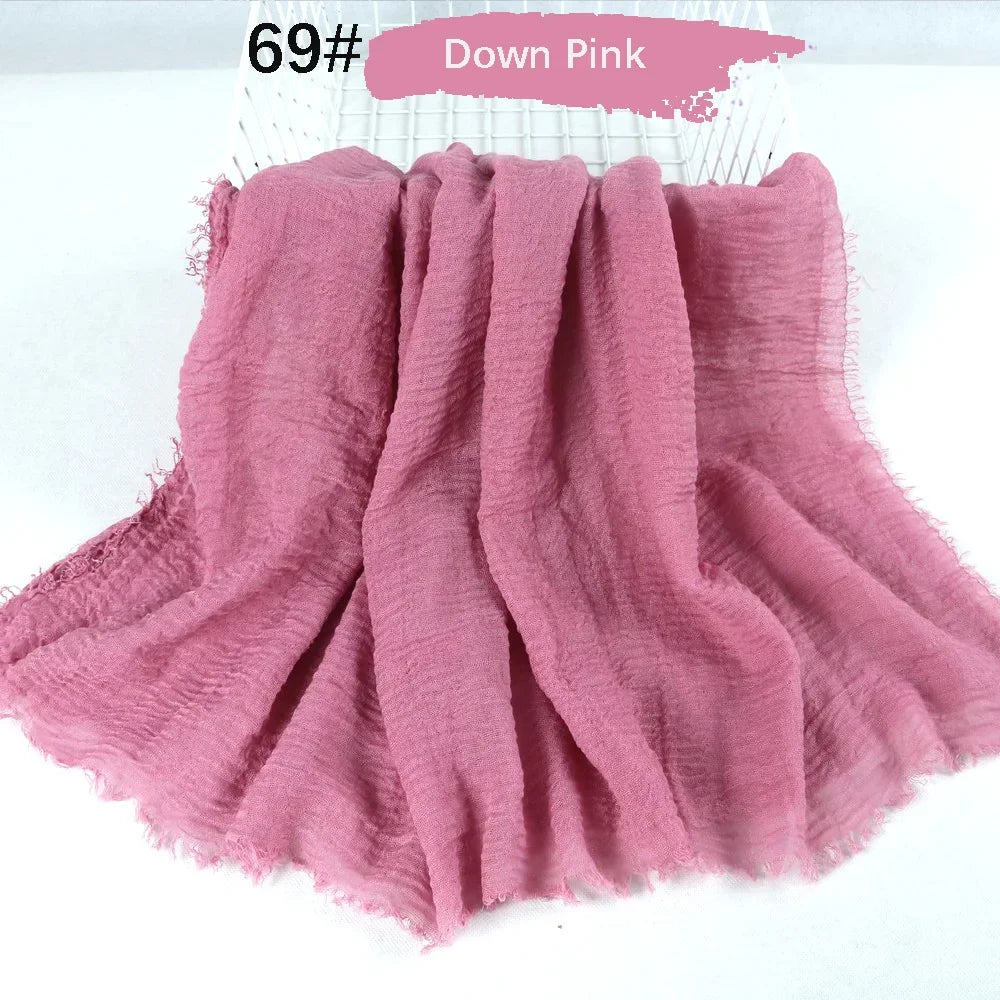 180X90CM Muslim Women Crinkle Hijab Soft Cotton Scarf