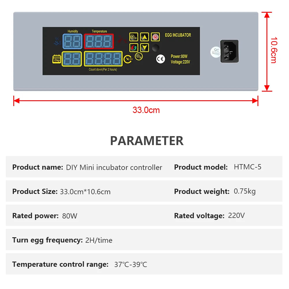 HTMC-5 Automatic Incubator Controller DIY Temperature Humidity Heating Fan Motor Accessory