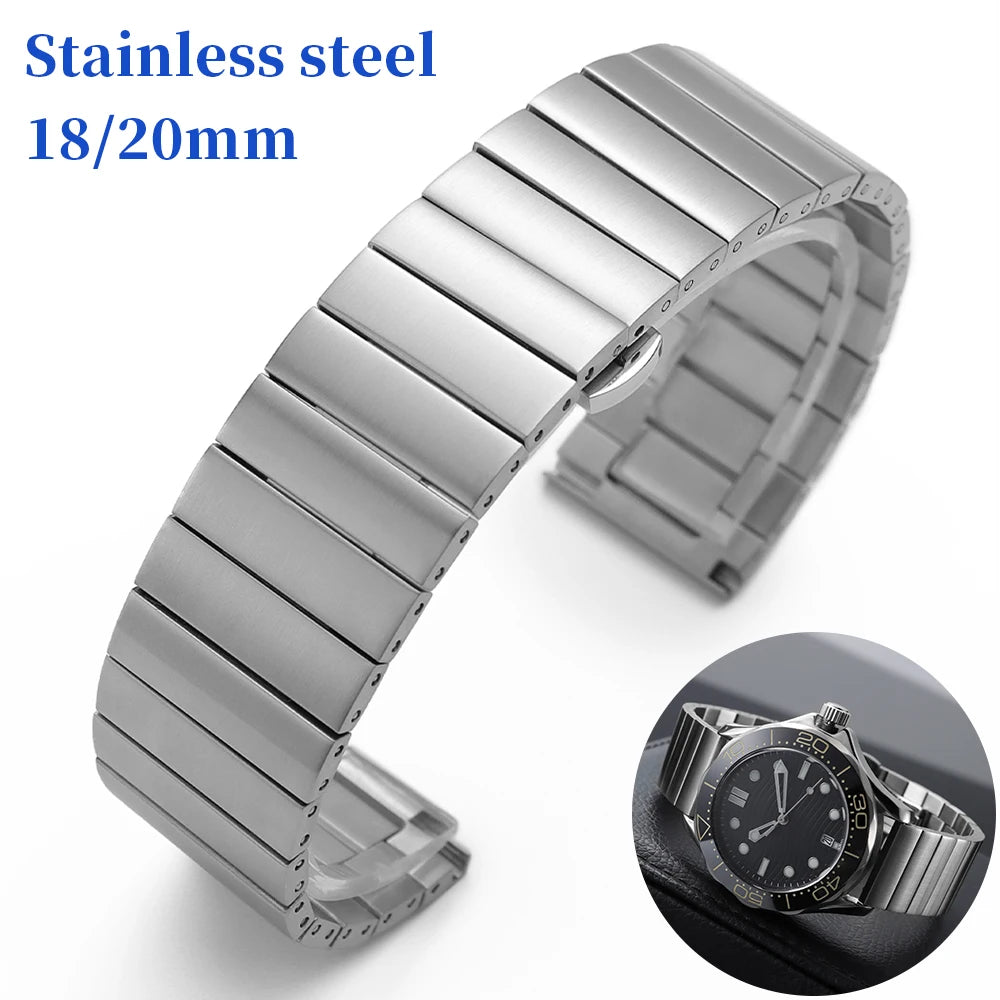 CowLost | product_id-stainless-steel-18mm-20mm-quick-release-watchband-with-butterfly-buckle-and-universal-flat-head-strap |1