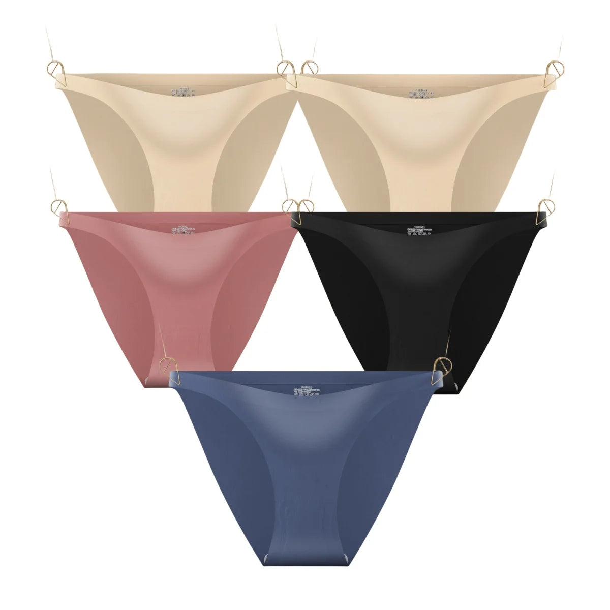 CowLost | product_id-5pcs-womens-seamless-low-waist-ultra-thin-ice-silk-briefs-solid-colors |11