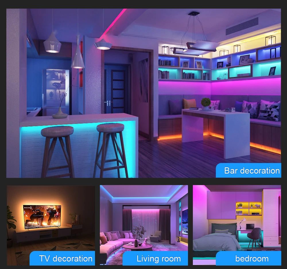 RGB LED Strip Light 40m/30m/20m/15m, Flexible 24V SMD3535, APP Control Music Sync for Room Decor