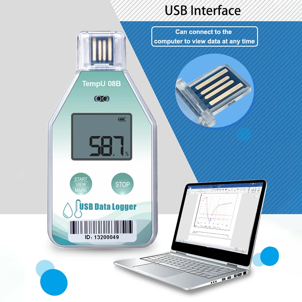 TempU08B USB Temperature & Humidity Data Logger 32000 Sets for Warehouse Storage