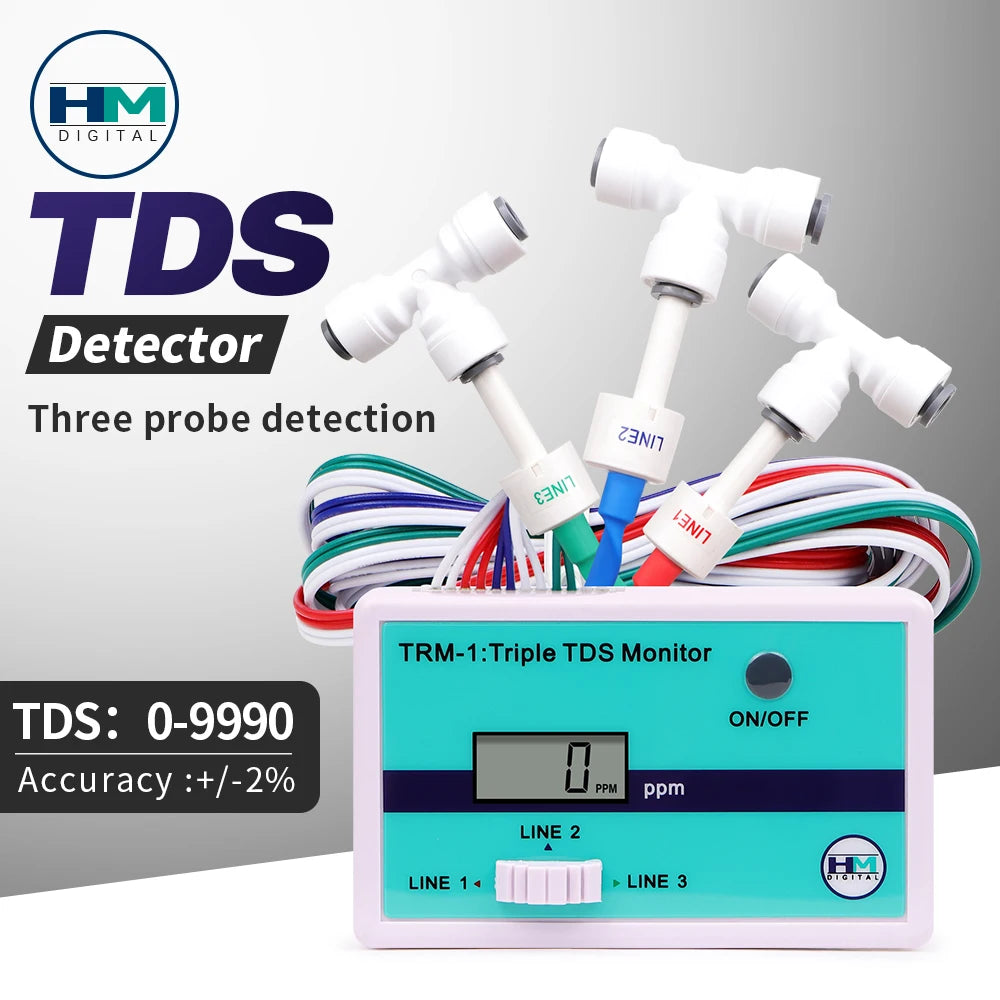 HM Digital TDS Monitor 0-9990 PPM Water Quality Tester Single/Triple Meter for Aquariums Hydroponics Drinking Water