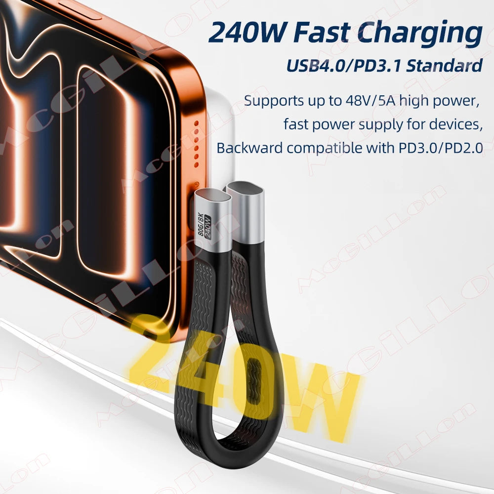 CowLost | product_id-240w-8k-60hz-short-usb-c-to-usb-c-90-fast-charging-cable-80gbps-data-cord |8