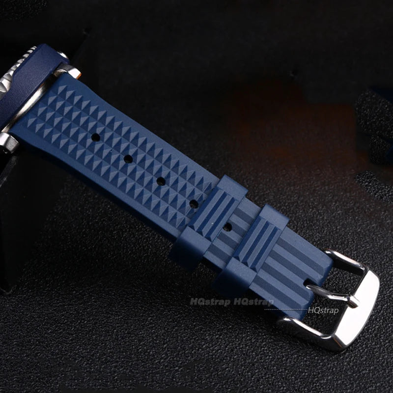 CowLost | premium-soft-rubber-waffle-watchband-20mm-22mm-replacement-strap-for-seiko-water-ghost-sport-watchband-black-green-wristband |5
