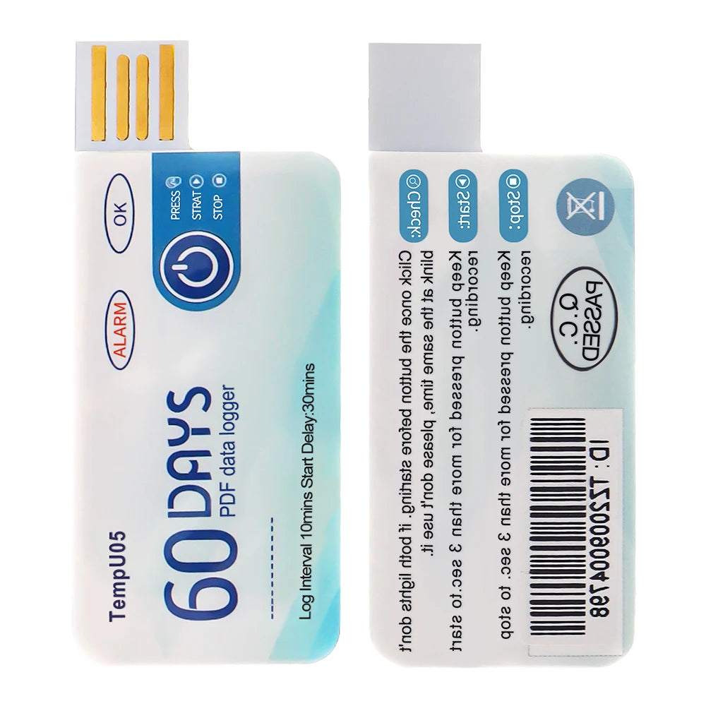 Disposable USB Temperature Data Logger 30/60/90 Days PDF Report for Vaccine Cold-Chain