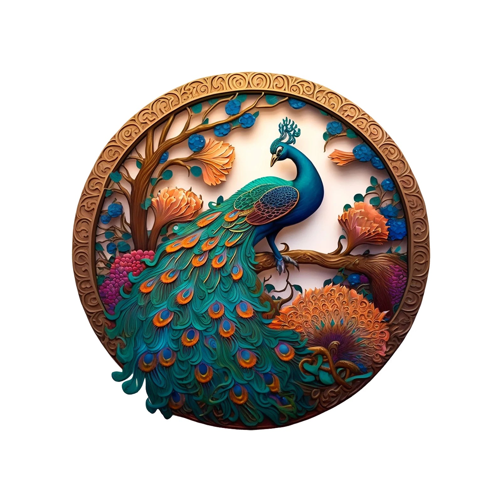 CowLost | product_id-3d-wooden-round-peacock-puzzle-educational-animal-toy-gift |1