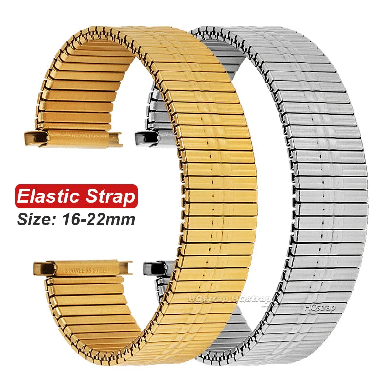 CowLost | bracelets-product_id-16-22mm-stainless-steel-elastic-expansion-watch-strap-silver-gold-black-unisex-bracelet |7