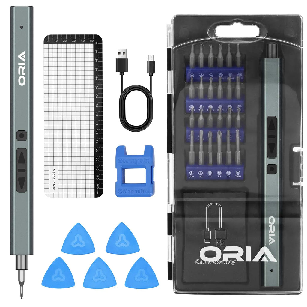 ORIA 33-in-1 Electric Precision Screwdriver Set with 24 Bits Cordless Repair Tool Kit for Phone Camera Watch