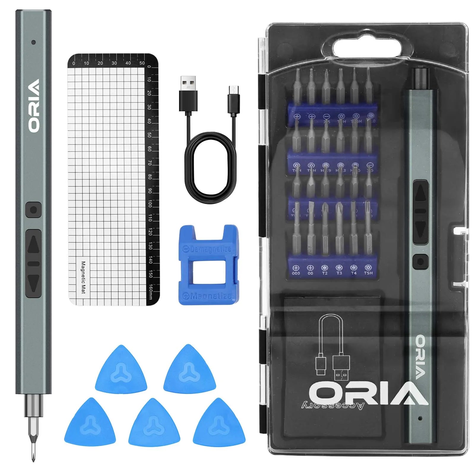 ORIA 33-in-1 Electric Precision Screwdriver Set with 24 Bits Cordless Repair Tool Kit for Phone Camera Watch