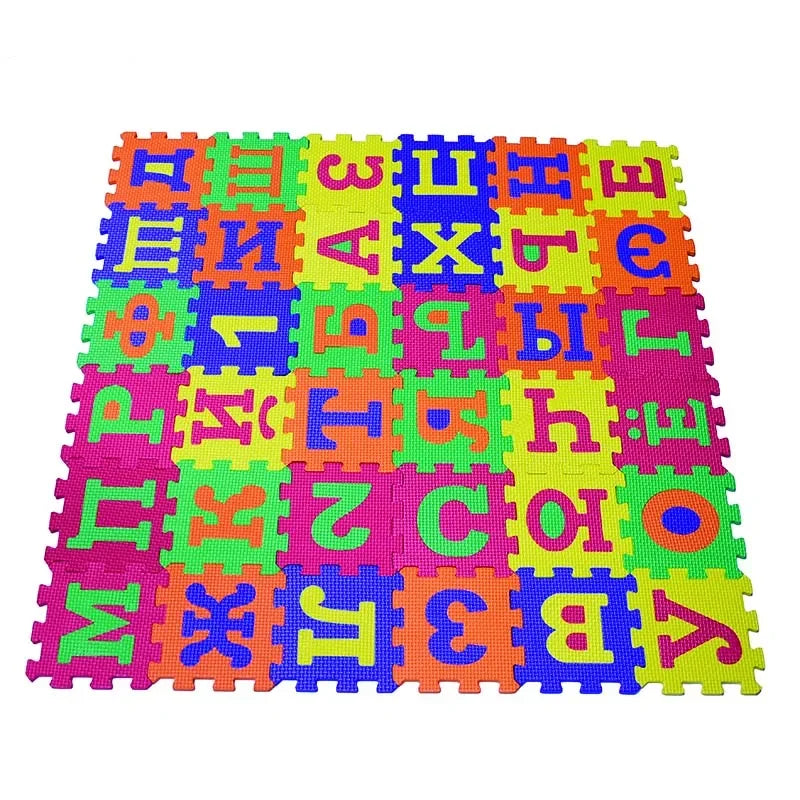 Russian Alphabet EVA Foam Puzzle Mat 36 Pcs Interlocking Floor Carpet 14x14cm