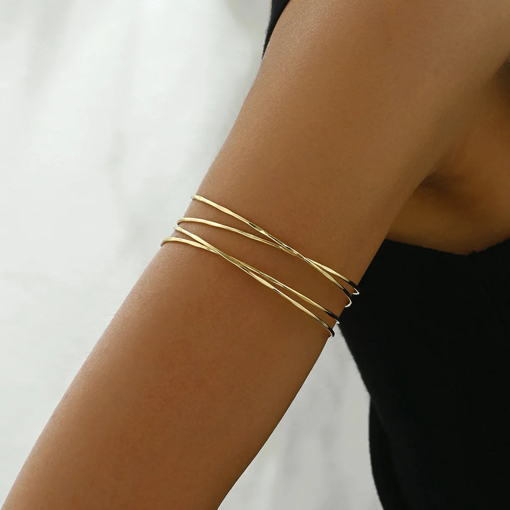 CowLost | bohemia-simple-adjustable-upper-arm-cuff-bracelet-for-women-starfish-pearl-zircon-leaf-star-moon-open-bangle |7