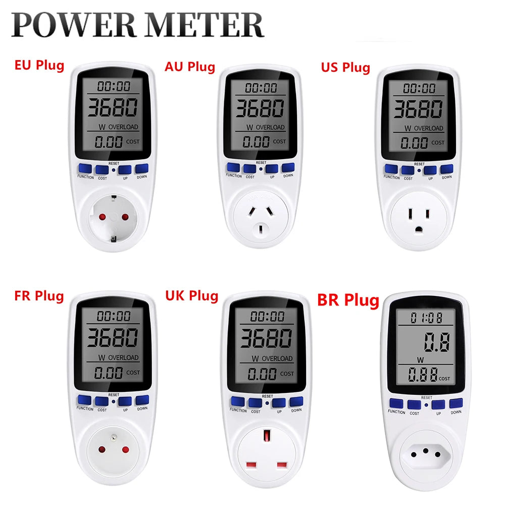 Digital LCD Wattmeter Power Meter Socket 110-240V EU UK US AU Plug Energy Monitor
