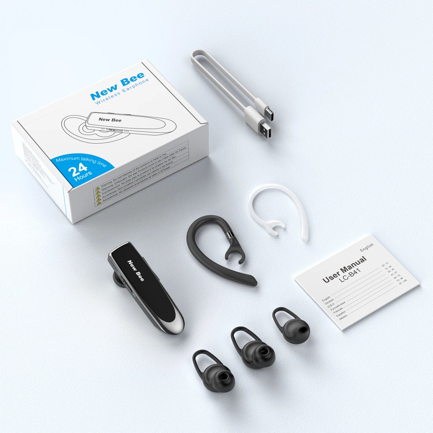 CowLost | mobile-phone-cases-new-bee-bluetooth-5-0-wireless-headset-earphones-with-mic-24h-playtime |5