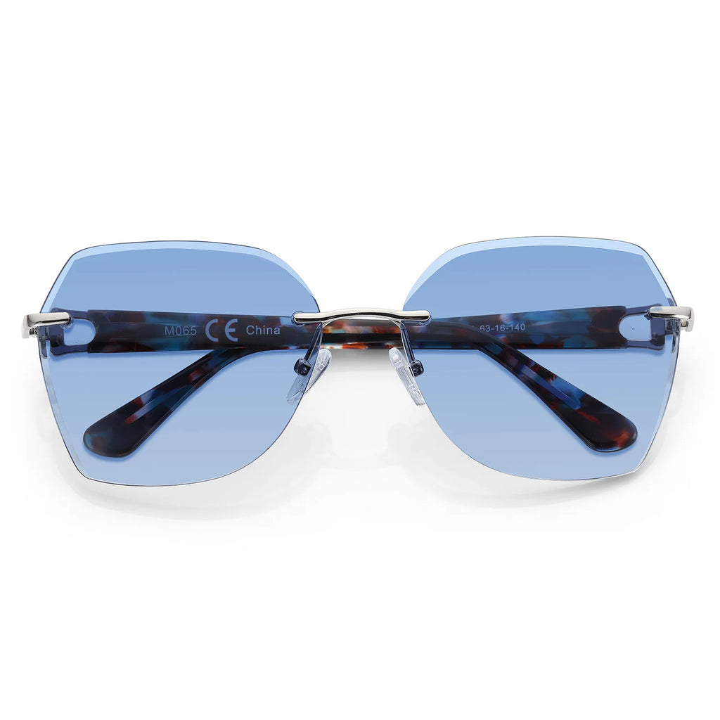 CowLost | zenottic-fashion-women-rimless-sunglasses-for-ladies-trendy-geometric-diamond-cutting-gradient-lens |25