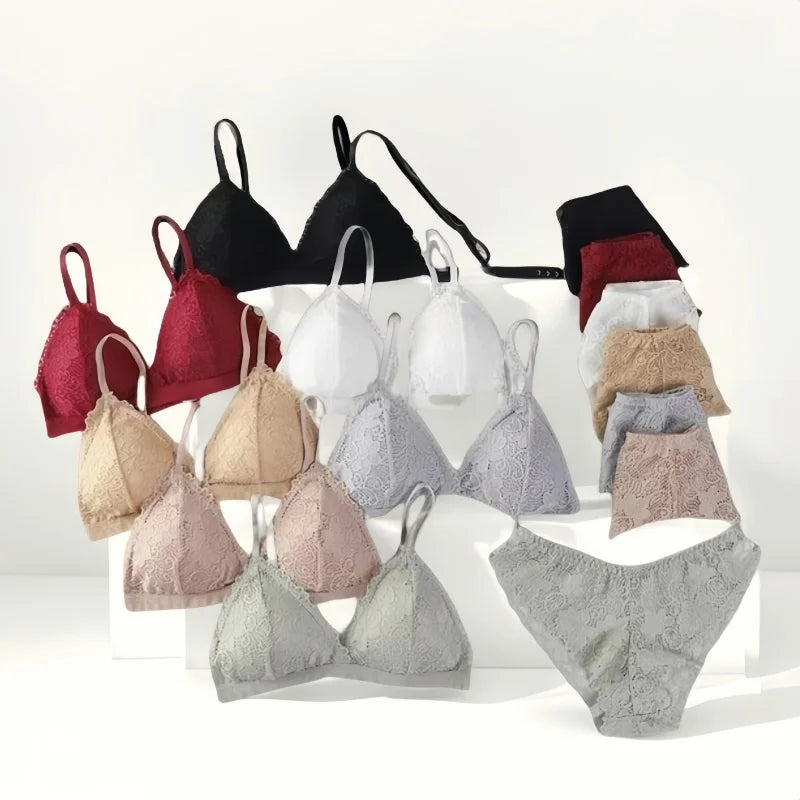 CowLost | product_id-women-lace-non-wire-push-up-bra-and-low-waist-panties-set-sexy-lingerie |1