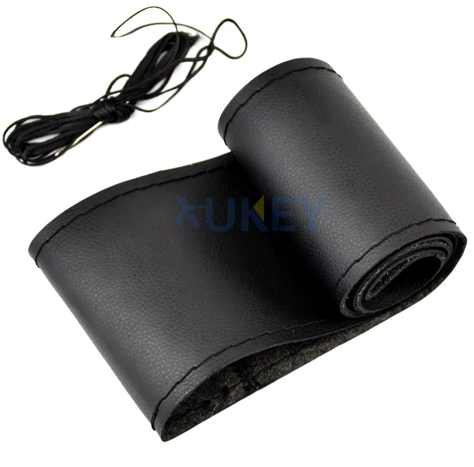 CowLost | black-red-blue-leather-diy-car-steering-wheel-cover-protection |15