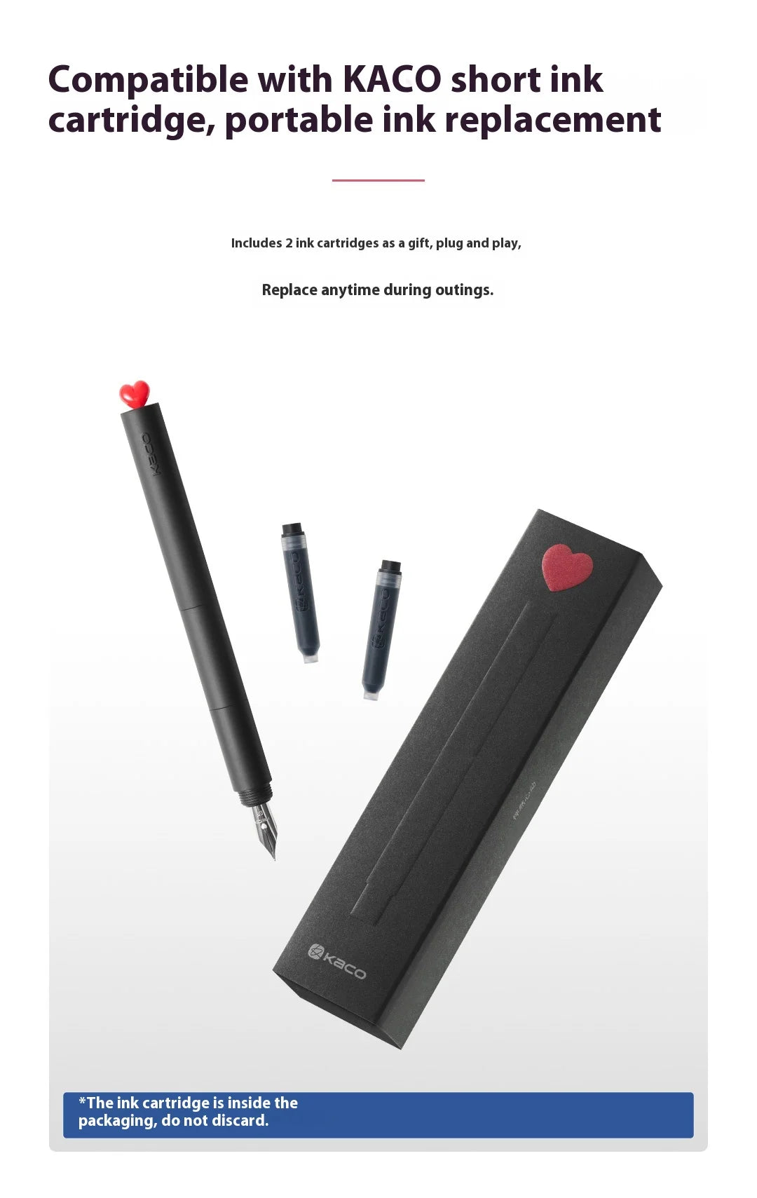 CowLost | product_id-kaco-first-love-fountain-pen-rotating-cap-ef-fine-nib-pocket-size-black-white-smooth-writing-calligraphy-gift |15