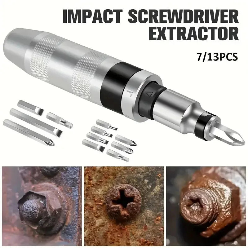 CowLost | 7-13-piece-impact-screwdriver-set-shockproof-screwdriver-chisel-bits-multifunctional-screw-extractor-remover-repair-tools |1
