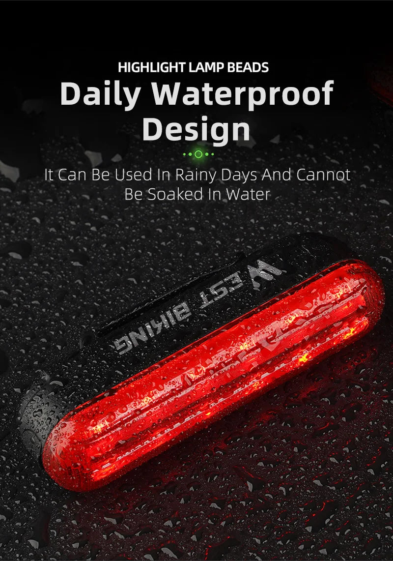 CowLost | west-biking-bike-taillight-laser-brake-sensing-rear-light-ipx5-waterproof-usb-charging-bike-light-mtb-road-bicycle-accessories |15