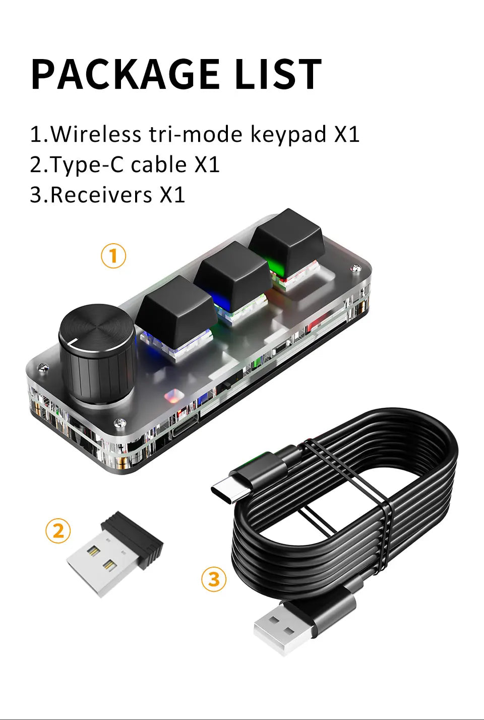 CowLost | product_id-2-4g-bluetooth-mini-mechanical-keyboard-3-key-with-macro-knob-hot-plug |13