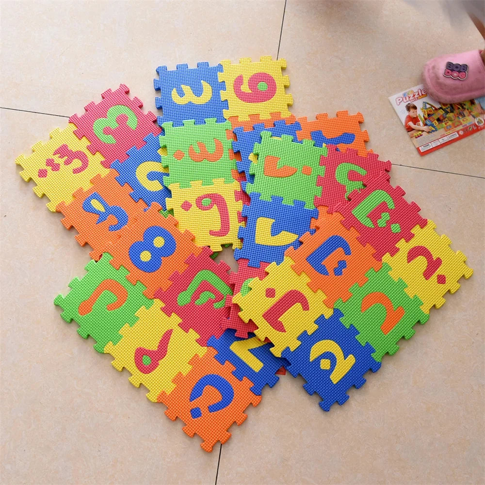 Arabic Kids Foam Play Mat 5.5x5.5 Inch Interlocking Alphabet Numbers EVA Floor Puzzle Tiles