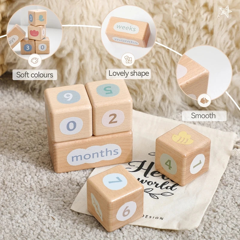 CowLost | baby-transport-accessories-baby-monthly-milestone-blocks-photo-prop-set-unisex-age-signs |2