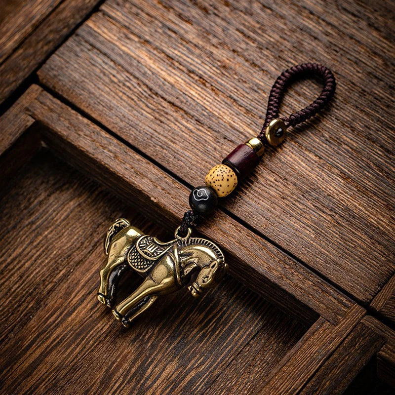 CowLost | product_id-brass-chinese-zodiac-horse-pendant-braided-key-chain-lucky-money-gift |4