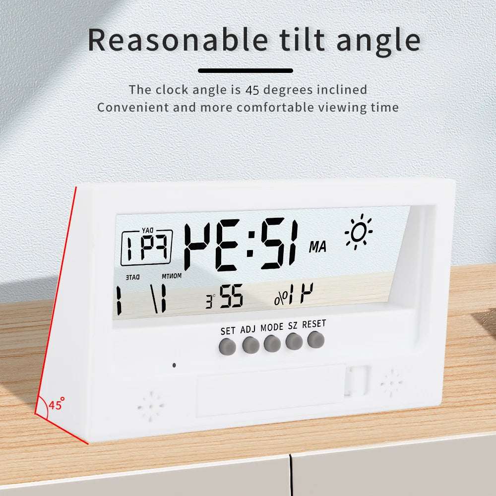 JUANJUAN LED Temperature Humidity Meter Thermo-Hygrometer Weather Station with Alarm Clock for Home